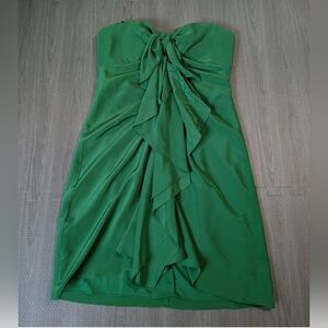 BCBGMaxAzria Strapless Silk Green Dress